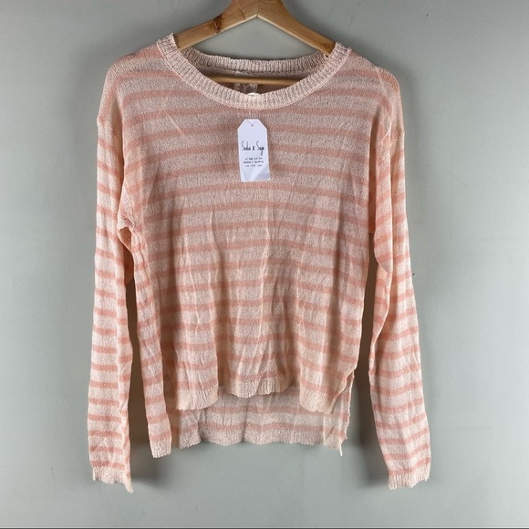 Sadie & Sage Boutique Sherbert Striped Semi Sheer Sweater Top Blouse Small (NWT) - Picture 3 of 9